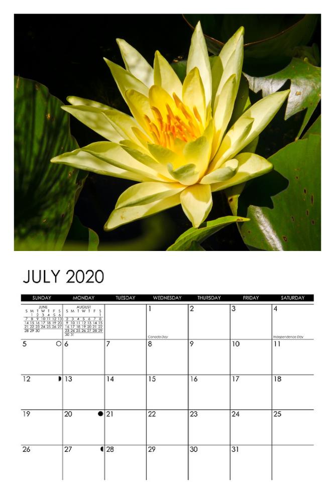 2020 Botanical Calendar Dick & Rosanne Photography